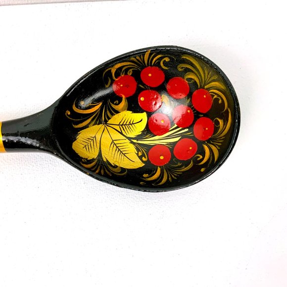 Vintage Russian Lacquerware Khokhloma Set Of 5 Wooden Items - Picture 13 of 16